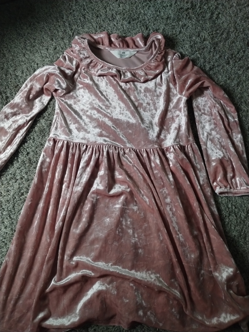 Girls' Velvet Ruffle Collar Dress - Dusty Rose H&m